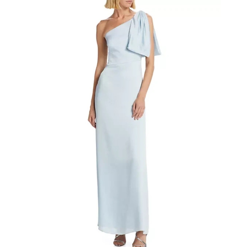 Sachin & Babi Ice Blue "Chelsea" One-Shoulder Georgette Gown Size 14 - NEW